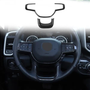 2pcs Steering Wheel Frame Trim Decor Cover For Dodge Ram 1500 2018+ Carbon Fiber - Picture 1 of 9