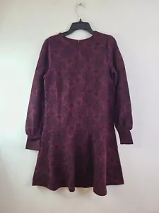 Abito donna Loft bordeaux scuro floreale polsino maniche lunghe taglia S nuovo con etichetta - Foto 1 di 9