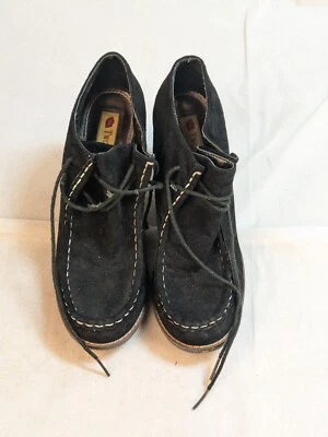 Zapatos de cuña Wallee de cuero de dos tonos negros y plateados para mujer talla 9 Foto 1 de 4