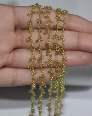 Cadena rosario racimo fabricación joyas chapado en oro cuentas hidro hidro verde de 2 mm Foto 1 de 4