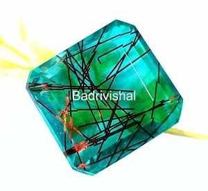 Amazing Sale Rutilated Quartz Certified 141 Ct Emerald Cut Bi-Color Gems 4JUI - Picture 1 of 9