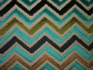10 Metres Carnival Chevron Velvet Fabric - Curtain Upholstery Cushion Use - Picture 1 of 21