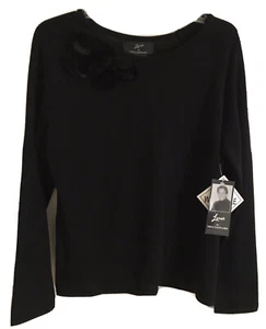 Lennie for Nina Leonard para mujer talla mediana negro suéter flor acento nuevo con etiquetas - Imagen 1 de 5