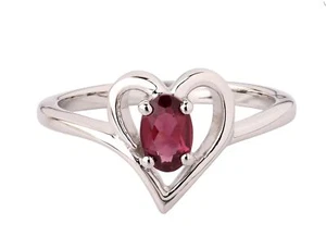 0,53 Carat Rhodolite Heart Ring 925 Silver Finger Ring 7/17,5/55 - Picture 1 of 9