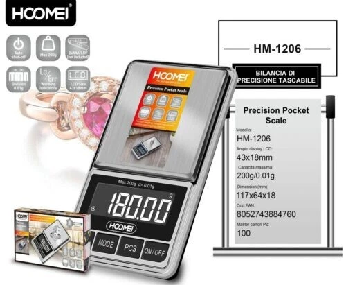 Bilancino di Precisione LCD Professionale Bilancia Digitale 0 01gr 200gr HM-1206