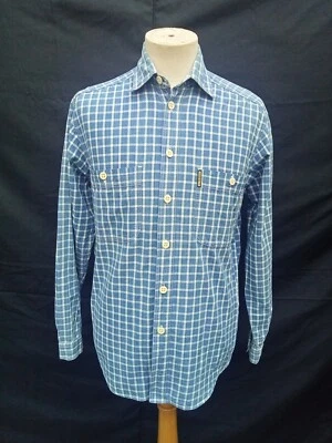 Vintage 80s ARMANI JEANS Men's Casual Shirt Blue White Green Plaid Flaw XS - Image 1 of 4