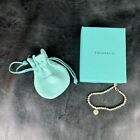 Tiffany & Co Sterlingsilber Perlenarmband mit blaugrünem Herz Anhänger