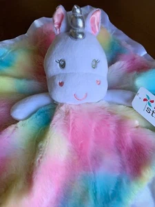 Baby Starter weiche seidige Pastell Einhorn Sicherheitsdecke Lovey 14” x 14” Neu - Bild 1 von 6