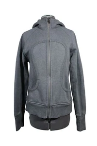 Lululemon Damen Scuba Hoodie grau Glitzer Baumwollfleece durchgehender Reißverschluss Jacke 8 - Bild 1 von 13