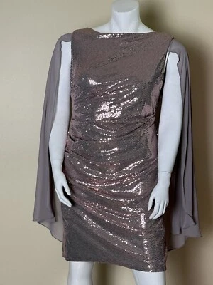 R&M RICHARDS Shift Cape 连衣裙亮片 16 码 (B.69) — 第 1/4 张图片