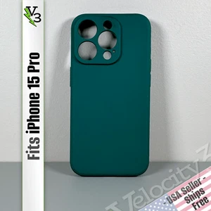 Case for iPhone 15 Pro - Pine Green | Soft Touch Silicone | Slim & Flexible - Picture 1 of 14