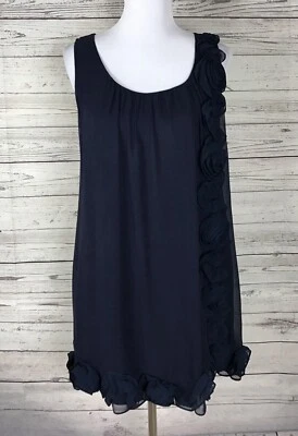 Vestido MM Couture Miss Me Azul Marino Detalle Roseta Forrado Sin Mangas Talla S Foto 1 de 4