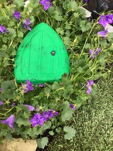 Concrete Hand Painted Fairy Door. Garden Ornament. Green. Fairies. Fairy - Picture 1 of 6