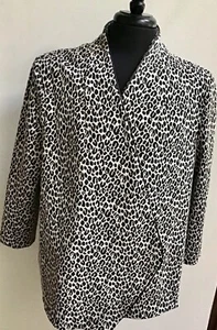 NOTATIONS GRAY Women’s 3X ANIMAL PRINT LINED OPEN FRONT LONG SLEEVE JACKET TOP - Picture 1 of 7