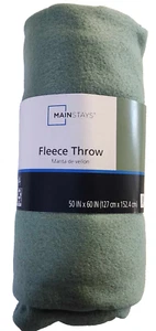 Mainstays Fleece Throw Green 50" x 60" - Picture 1 of 2