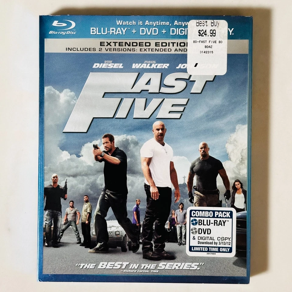 Fast Five - Blu-ray + DVD - Extended Edition - Vin Diesel - Slip Cover BB Stickr - Image 1 of 4