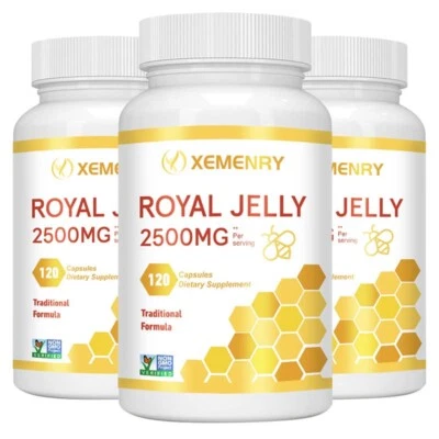 XEMENRY Cápsulas de Jalea Real 2500mg -Antiinflamatorias, Salud de la Piel, Apoyo Inmunológico