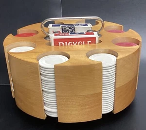 Vintage 1950’s Poker Chip & Card Caddy & Cover  - Cards & Clay Chips 50’s-60’s - Picture 1 of 24