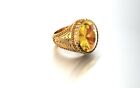 Solid 925 Sterling Silver Gold Plated Natural Citrin Gemstone Handmade Men Ring