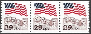Francobollo USA #2523 29c. Bandiera sopra montaggio Rushmore striscia di 3 piastre # 5 MNH - Foto 1 di 1