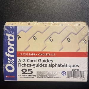 NEU Oxford A-Z Karteikartenführungen 1/5 geschnittene Laschen 85325 4 Zoll x 6 Zoll Packung mit 25 - Bild 1 von 4