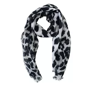 Blue Pacific Animal Print Cashmere and Silk Scarf Neckerchief in Snow Leopard - Picture 1 of 6