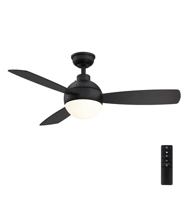 Home Decorators Collection Alisio 44 in. LED Matte Black Ceiling Fan 27L - Image 1 of 4