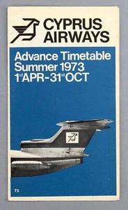 CYPRUS AIRWAYS ADVANCE AIRLINE TIMETABLE SUMMER 1973 TRIDENT NICOSIA AIRPORT CY - Picture 1 of 3