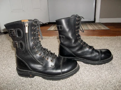 Harley Davidson Men's 10.5 Ranger Black Leather Motorcycle Boots 95075 Side Zip - Image 1 of 4