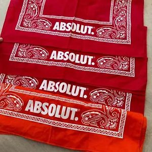 Lot of 4 Absolut Vodka Bandana Handkerchief Scarf Liquor Merch 3 Red 1 Orange - Picture 1 of 6