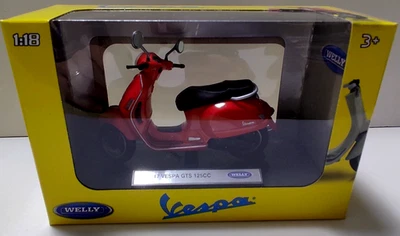WELLY VESPA COLLECTION 1:18 MOTO DIE CAST  VESPA GTS 125 CC 2017 ROSSO ART 39178 - Immagine 1 di 2