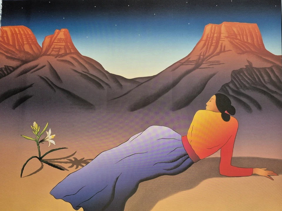 R.C.Gorman Art Book Print "Lady with LILY" Native AmericanNavajo. SIZE 10X13 - Image 1 of 1