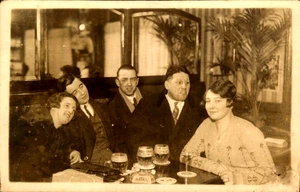 A Group of People Drinking Beer - Real Photo RPPC Vintage Postcard - Picture 1 of 2