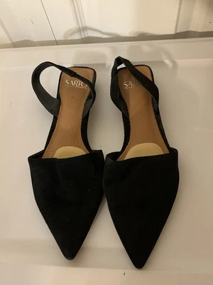 Zapatos de cuero Franco Sarto para mujer talla 9M negros con honda plana A-Graydon Foto 1 de 4