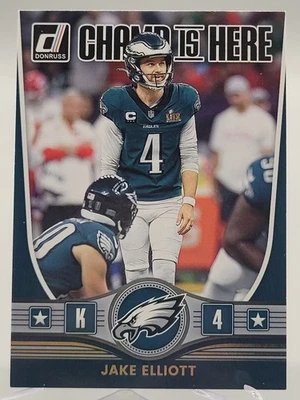 2025 DONRUSS JAKE ELLIOT CHAMP IS HERE FOOTBALL CARD EAGLES NFL panini - Image 1 of 2
