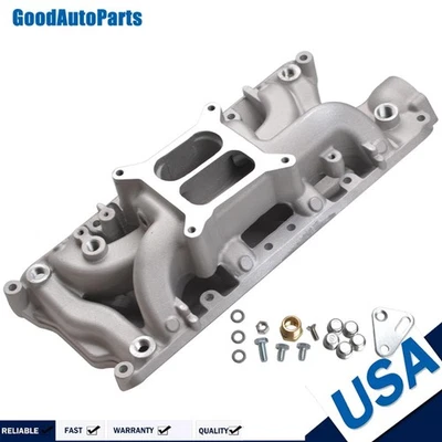 Se adapta a Ford Small Block 260 289 302 Windsor aluminio doble plano colector de admisión Foto 1 de 4