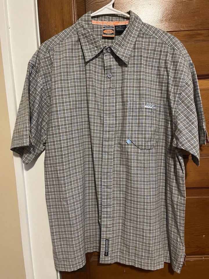 Lugz Men’s Large Plaid Authentic Blue &Gray  100% Cotton Button Up Collar Tshirt - Image 1 of 4