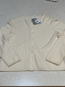 Charter Club 2-ply Women’s Cashmere Beige Cardigan Sweater Button Front Size XL - Picture 1 of 7