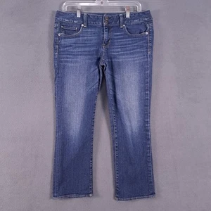 American Eagle Jeans Womens 10 Blue Stretch Denim Artist Cropped Grunge - Picture 1 of 16