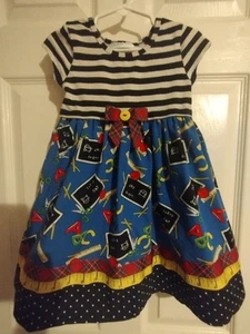 Back To Schools Dress Girl's Size 4T Bonnie Jean ABC 123 Beautiful Details - Picture 1 of 12