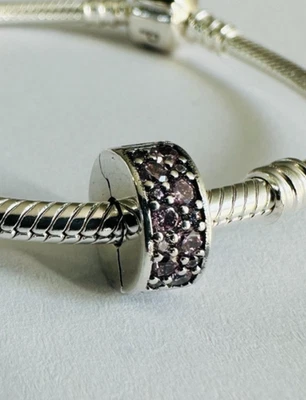 Nuevo Auténtico Dije Clip Color PÚRPURA-ROSA Plata 925 Ale Foto 1 de 4