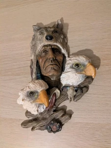 Shudehill Collectibles Nativi Americani Indiani Aquila Spirito Resina Appendiabiti da Parete 9" - Foto 1 di 9