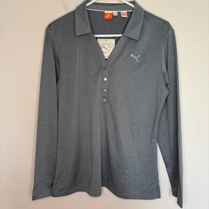 Puma Cell NEU Kragen Langarm Polo Damen L Tradewinds meliert V-Ausschnitt Druckknöpfe - Bild 1 von 7