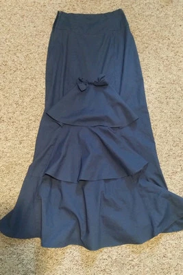 Vintage Gunne Sax Navy Blue Skirt Women's 9 Bow Ruffle Back Small Cottagecore - Image 1 of 4