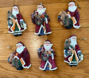 Juego De 6 Adornos De Papá Noel De Colección Hechos De Resina - Imagen 1 de 4