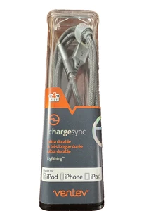 Cable de aligeramiento Ventev ChargeSync trenzado sin enredos - 4' - gris - Imagen 1 de 3