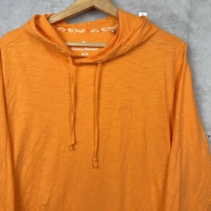 Tommy Bahama Orange Lightweight Hoodie Men M 100% Cotton Pullover Island Casual - Picture 1 of 9