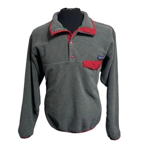 Patagonia Synchilla 1/4 Snap-T Fleece Pullover Gray Red Trim Mens Sz M Gorpcore - Picture 1 of 8