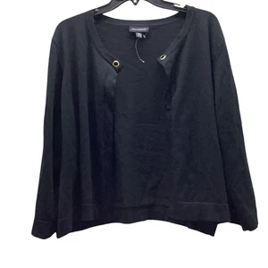 Elegante schwarze Crop Strickjacke von Nina Leonard Größe 3X. Neu ohne Etikett - Bild 1 von 4