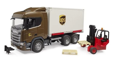 BRUDER 03582-scala 1:16- CAMION SUPER 560R UPS LOGISTICA CON CARRELLO ELEVATORE - Immagine 1 di 4